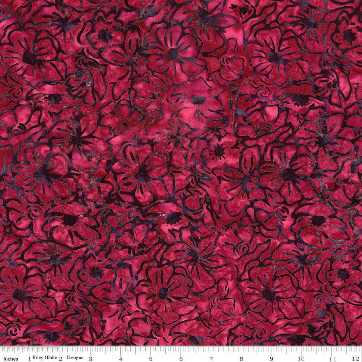 RB Expressions Batiks Floral Reflections - Black Cherry Chutney