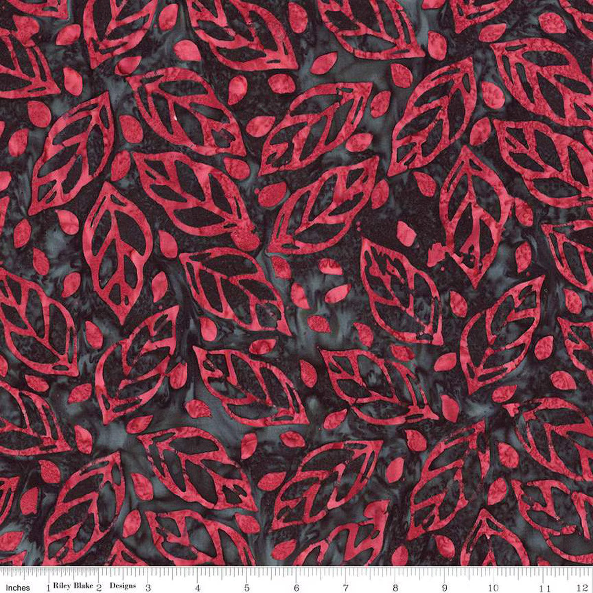RB Expressions Batiks Floral Reflections - Black Cherry Chutney Leaves