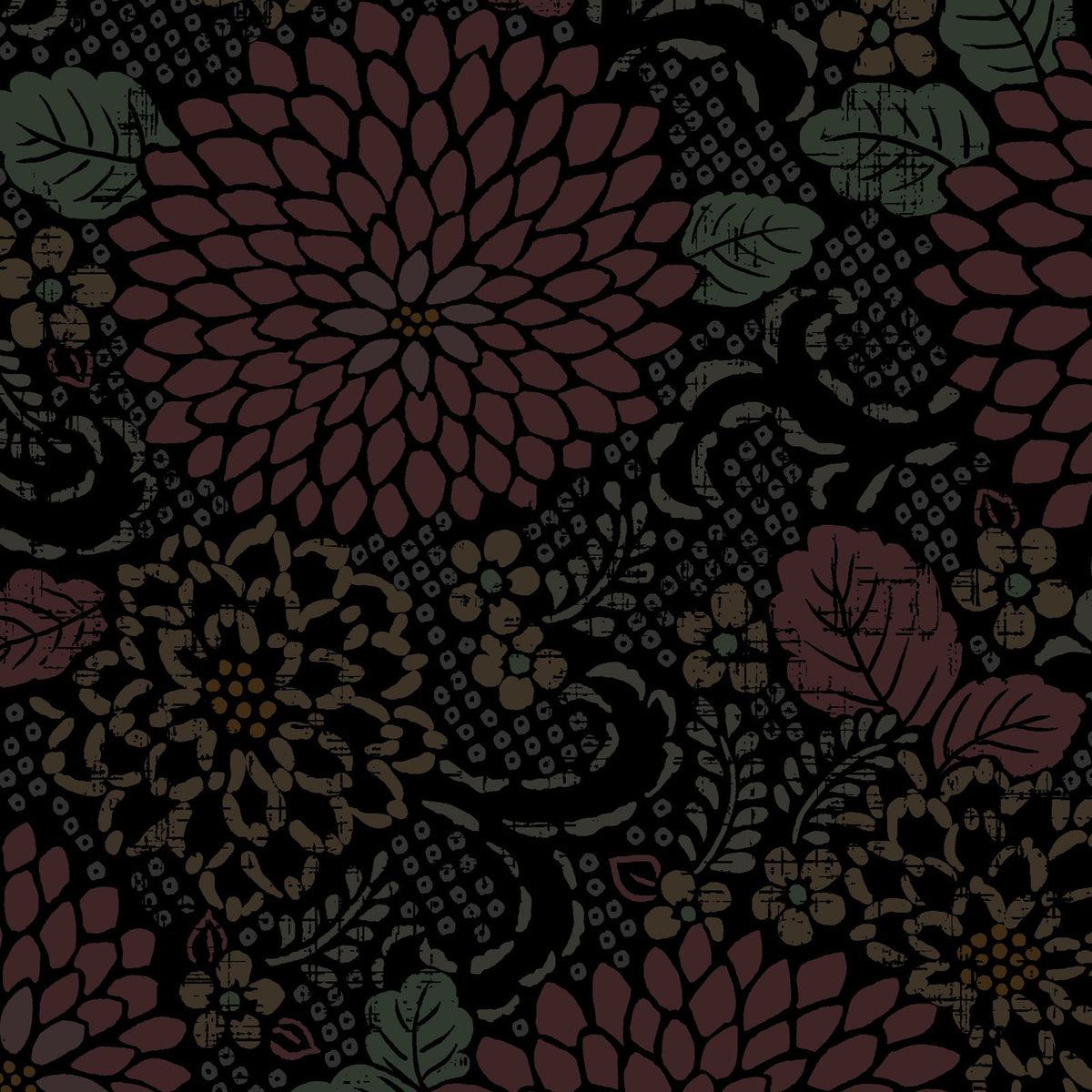ES Hanaichimonme - Dobby Chrysanthemum - Red/Black