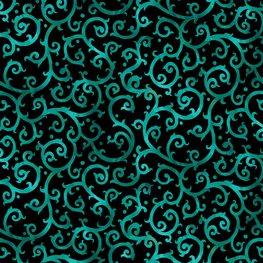 BX Christmas Spirit - Scrolling Splendor Turquoise/Black