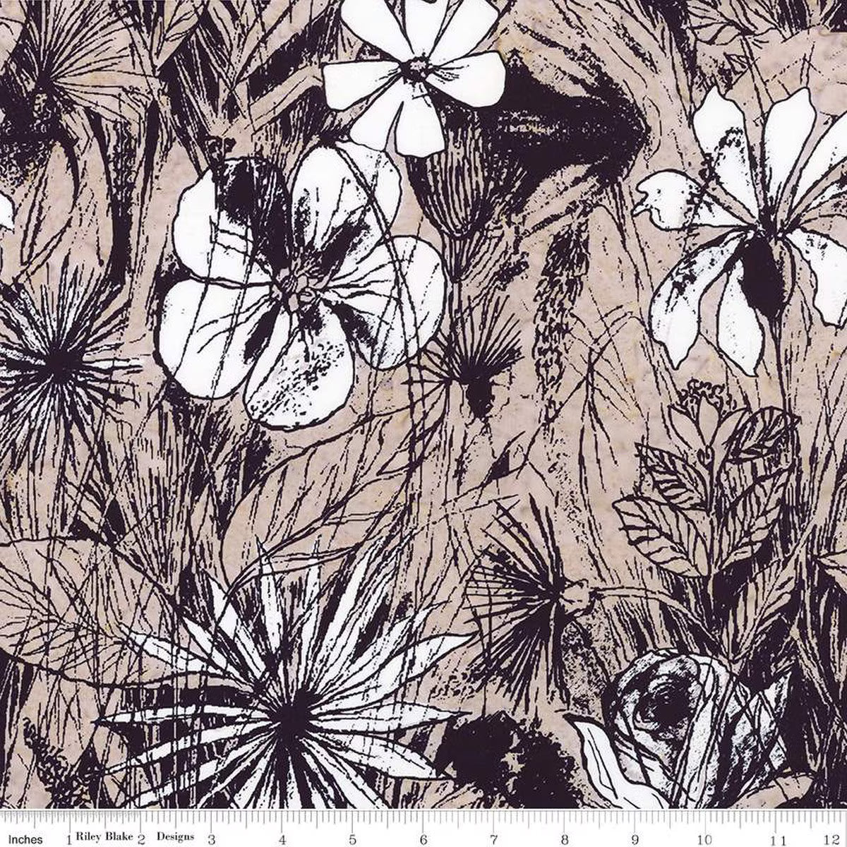 RB Expressions Batiks Floral Reflections - Coffee Cream