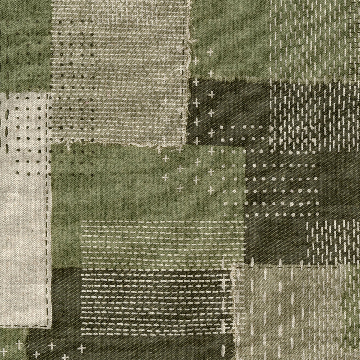 Kokka Sashiko - Patchwork Denim - Green