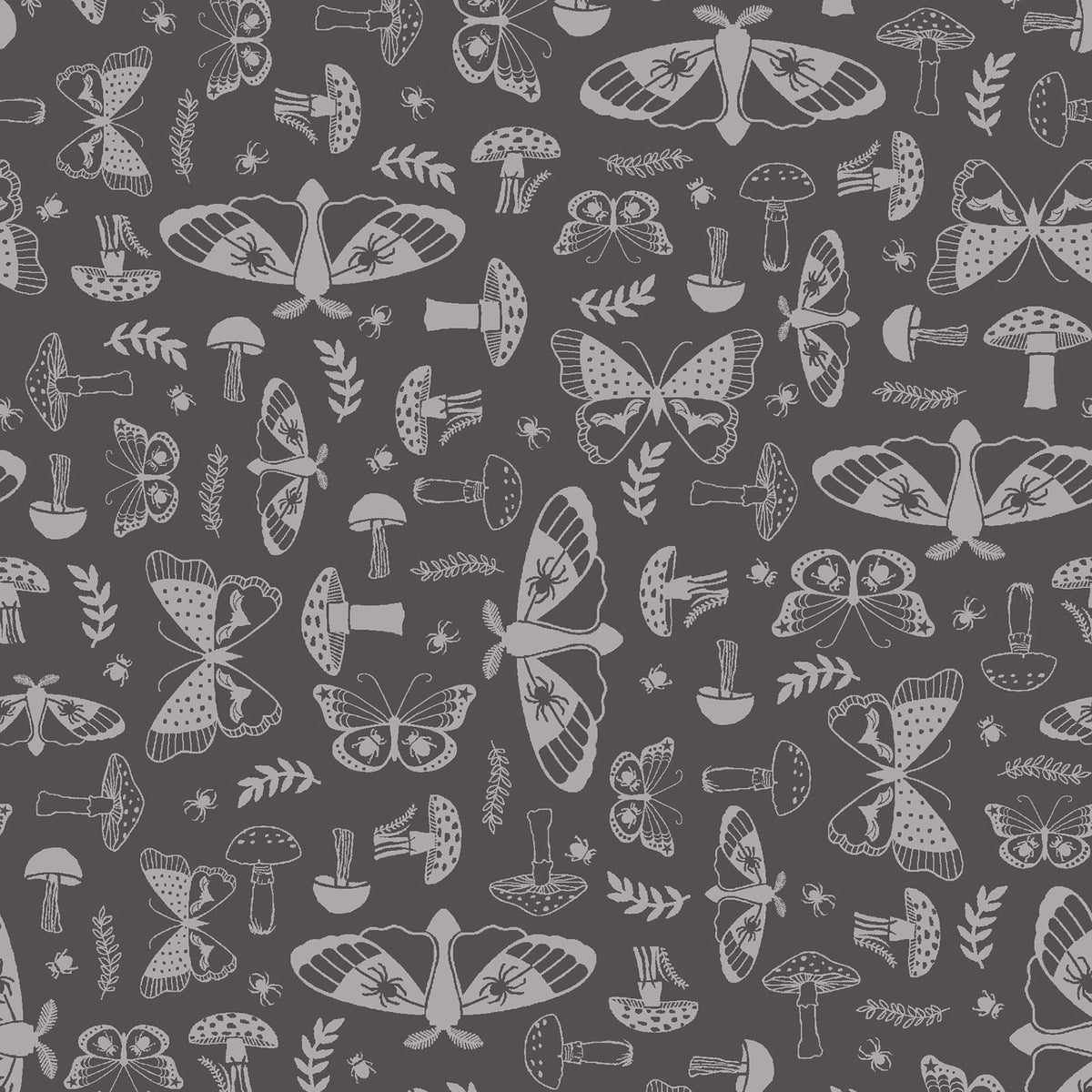 MS Goth Gardens - Moths and Mushrooms - Gray