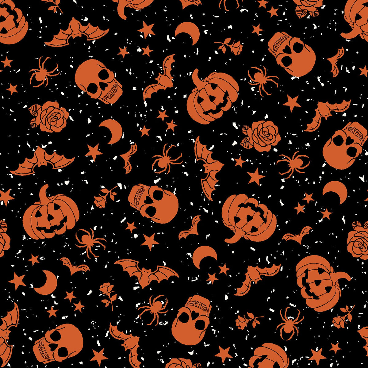 MS Goth Gardens - Floating Pumpkins and Skulls - Black
