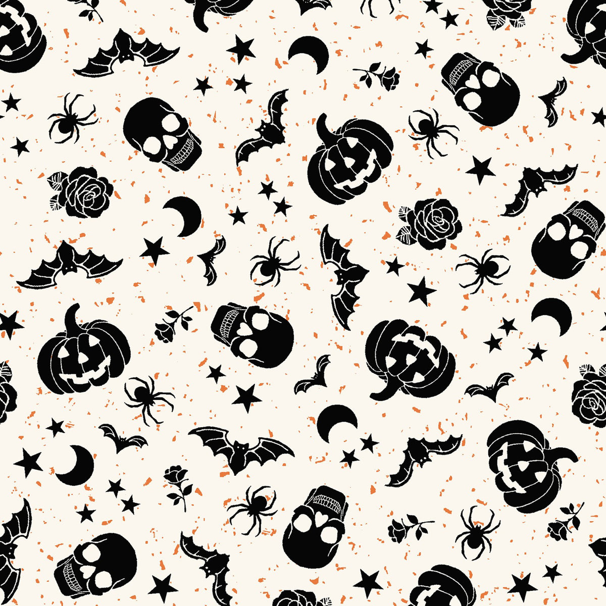 MS Goth Gardens - Floating Pumpkins and Skulls - White